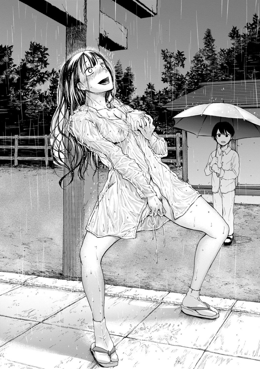 雨の中境内で露出オナニーしまくっていたのをショタ弟に見られた変態美人巫女…一緒にオナニーに誘ってザーメンをかけられたあと、無理やり挿入させて童貞を奪い、激しいおねショタ露出セックスしてアヘ絶頂【ACはせべ：透ける、姉の淫欲】